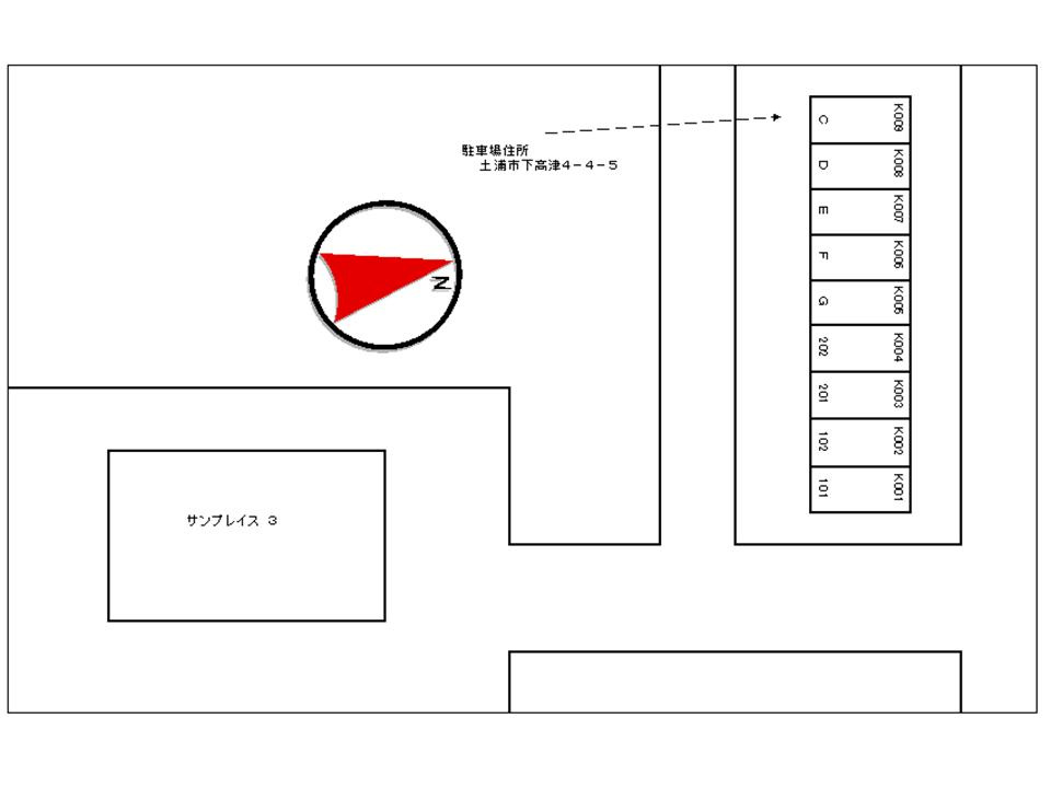 サンプレイス３の区画図|駐車場
