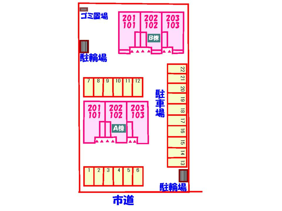 プリエ・エトワールＡの区画図|駐車場