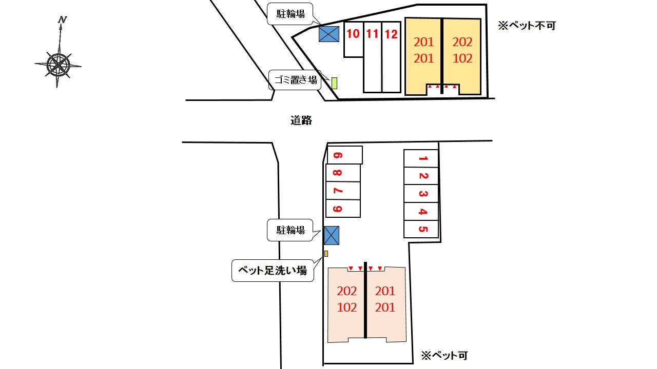 スプリング　フラワーⅢの区画図|駐車場