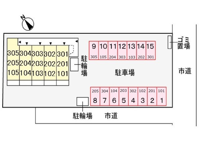 ホワイトセイルⅡの区画図|駐車場