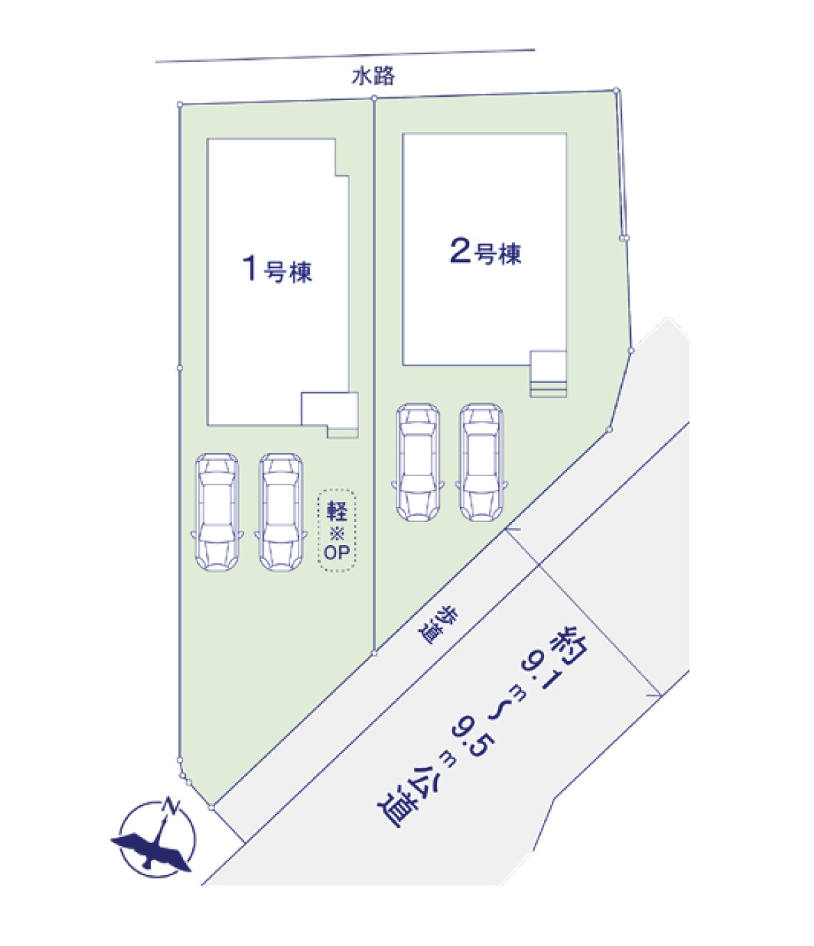 糟屋郡志免町片峰4丁目第4-2棟（1号棟）の区画図|配置図（1号棟）