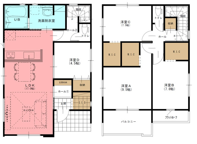 【間取り】 | 【新築分譲住宅　～ LIGARE　リガーレ～　】　山形市江南三丁目1期　全2棟 | (2号棟)、価格3348万円、4LDK、土地面積155.57m2、建物面積105.24m2