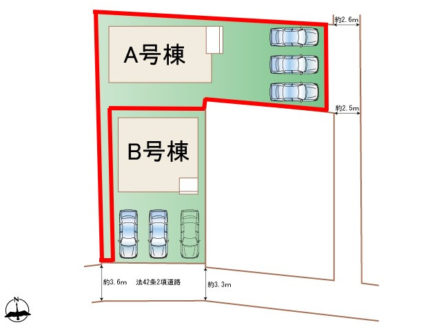 ハートフルタウン　中一の沢町1丁目157番　Ａ号棟の区画図
