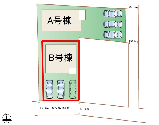 ハートフルタウン　中一の沢町1丁目157番　Ｂ号棟の区画図