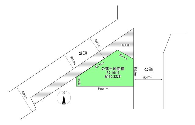 公簿土地面積67.19㎡（約20.32坪）
