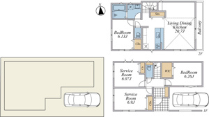 【土地図＋建物プラン例】 | 建物参考プラン2SLDK(参考価格1,520万円、建物面積101.23平米)