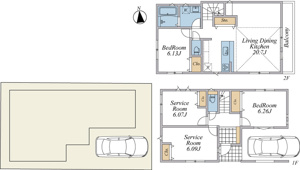 【土地図＋建物プラン例】 | 建物参考プラン2SLDK(参考価格1,510万円、建物面積101.23平米)
