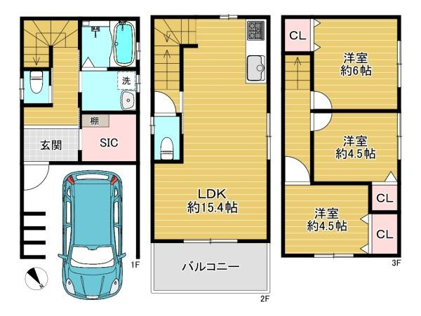 【間取り】 | 守口市南寺方東通3丁目　新築戸建