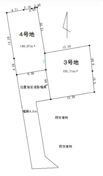 桜井市大字粟殿の売地の土地図|■こちらは４号地です！■