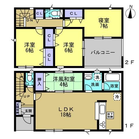 紀の川市尾崎第2-4号棟　新築戸建の間取り