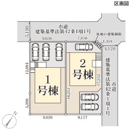 【いわき市自由ケ丘２期】全２棟／2号棟　■住宅ローンに不安がある方は不動産プラスまで■の区画図|区画図です。
