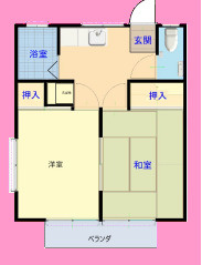 使い勝手の良い2DKで、南２部屋の角部屋です