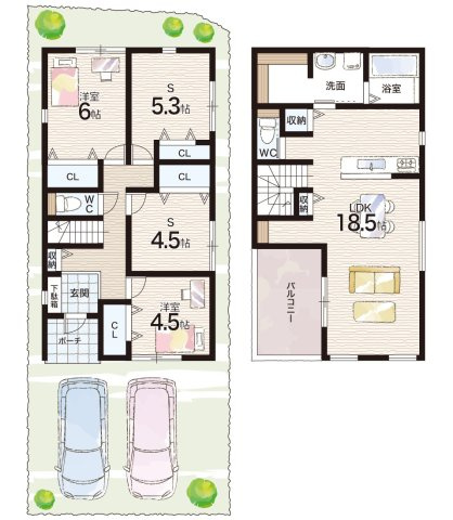 明石市朝霧南町　第2期　新築一戸建ての間取り|3号地