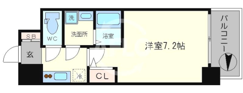 LUMINOUS桜川の間取り|アーバンパーク難波　1Ｋの間取り