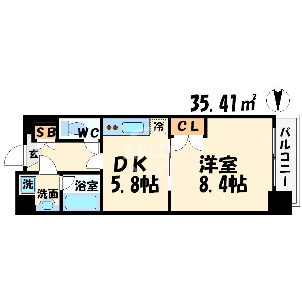 天満泉マンションの間取り|天満泉マンション　開放感のある間取り