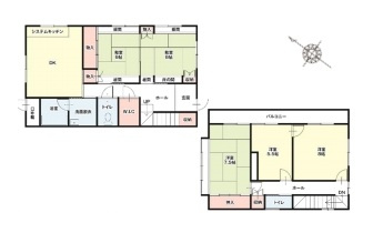 蓮田市馬込　1期　中古一戸建ての間取り|蓮田市馬込　1期　中古一戸建て、5DK、土地面積148.82m2、建物面積118.72m2