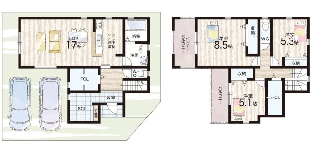 姫路市広畑区才　第8期　新築一戸建ての間取り|2号地
