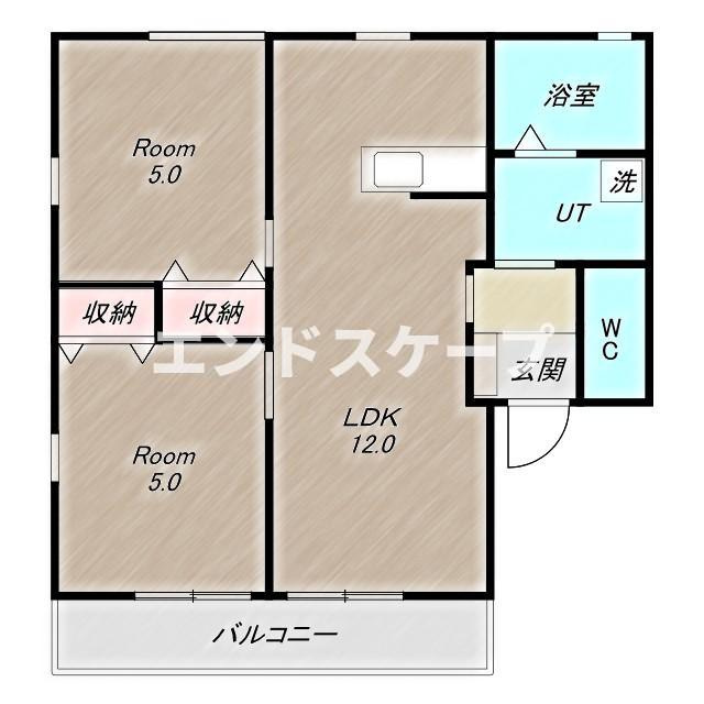 コスモハイムII Bの間取り|高崎、前橋エリアのお部屋探しはエンドスケープまで！お客様の理想お聞かせ下さい♪
