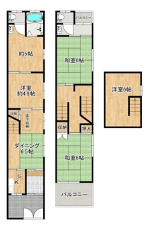 【間取り】 | 西加賀屋２丁目　中古戸建 | 広々５ＤＫ！ゆとりある間取りでのびのび新生活をここで始めませんか♪