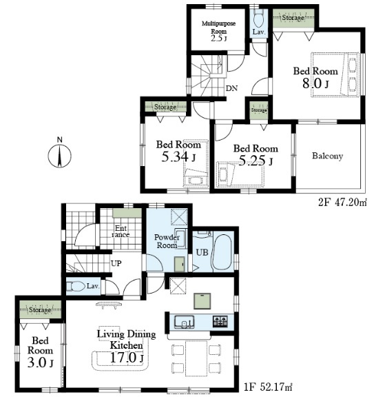 ３路線利用可能の間取り