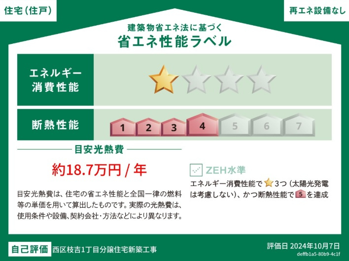 神戸市西区枝吉1丁目の省エネ性能ラベル