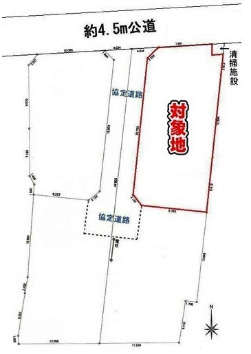 川越市鴨田　建築条件なし売地　東武東上線『川越駅』バス26分　【芳野小学区】の区画図
