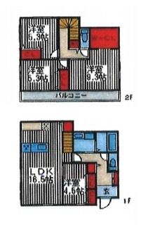 北本市中丸1丁目　中古一戸建ての間取り|北本市中丸1丁目　中古一戸建て、4LDK、土地面積130.37m2、建物面積103.5m2