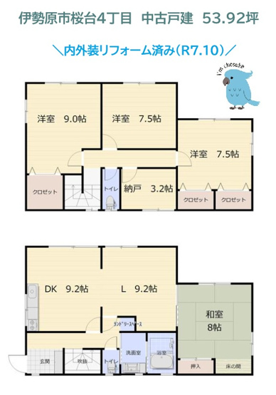 【間取り】 | たくさんある衣類や小物類もすっきり片付く便利な「WIC」に、収納やテレワークスペースなど多彩にご利用可能な「納戸」を備えた4SLDK！