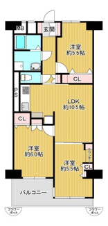 【間取り】 | エバーグリーン住吉 | 南向きにつき日当たり良好♪明るいお住まいは家族の時間も増えそうですね！