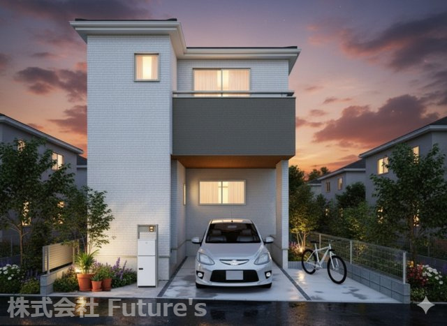 三郷市戸ケ崎1丁目　新築戸建　全1棟の外観パース|完成予想図/このパースは図面を基に描いたもので実際とは多少異なる場合がございます。