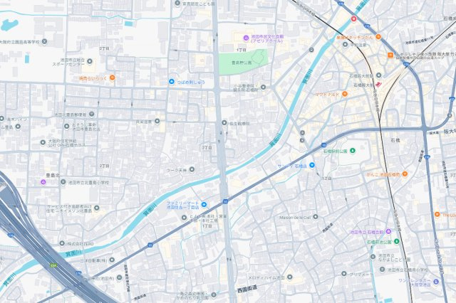 池田市天神　新築一戸建ての地図