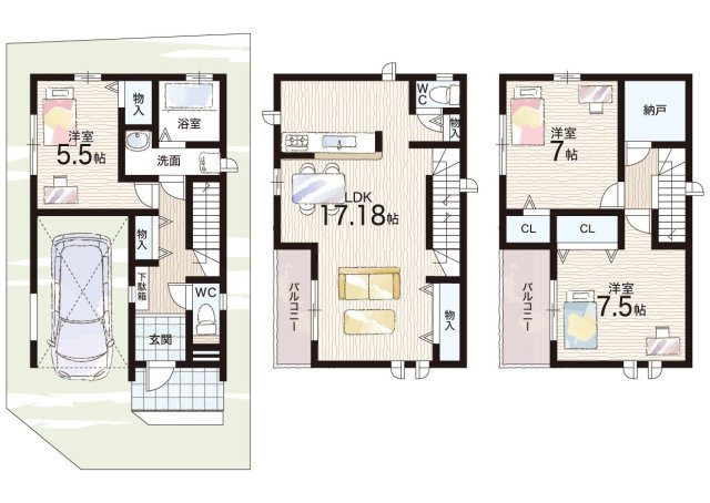 池田市天神　新築一戸建ての間取り