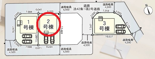 岡崎市中島町第14　新築分譲住宅　全3棟　2号棟の区画図