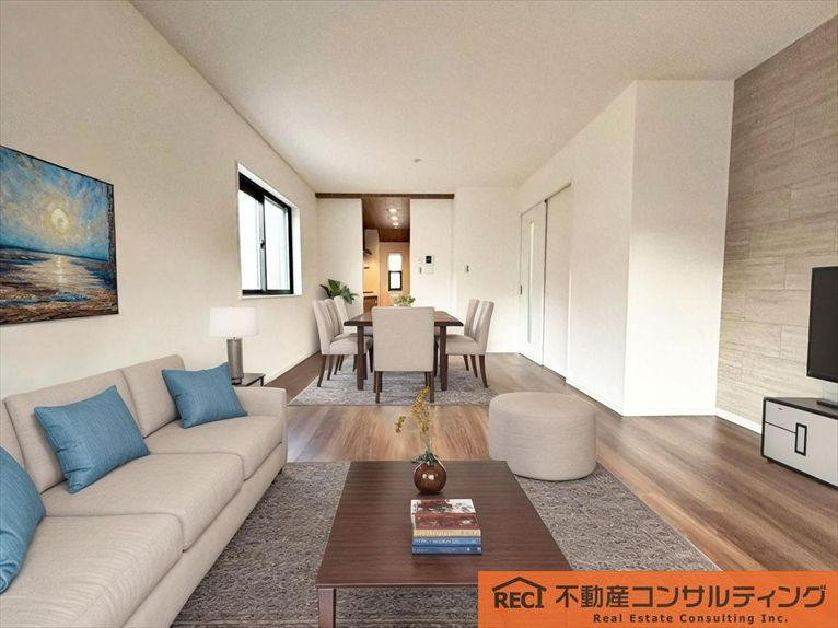 神戸市灘区篠原北町4丁目　新築戸建　B号地の居間・リビング|角地