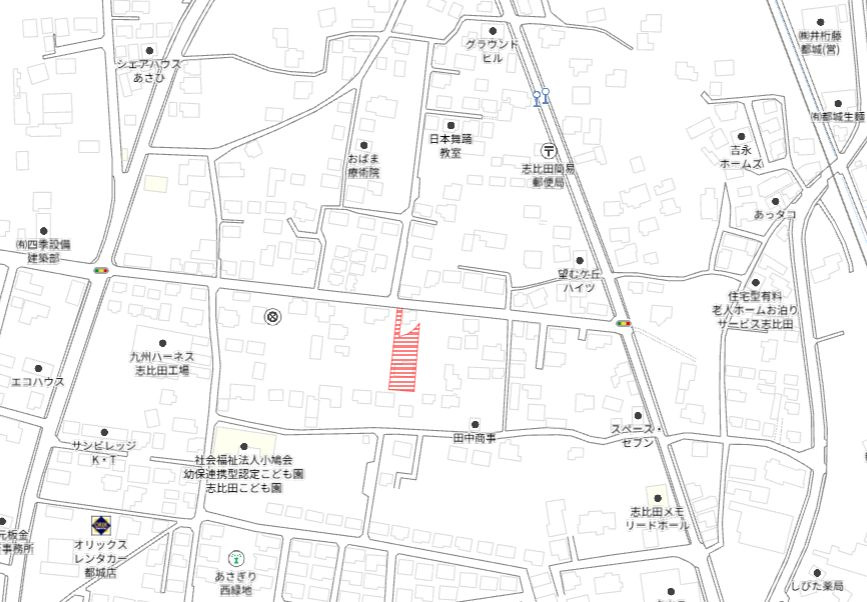 都城市志比田町の売地の土地図
