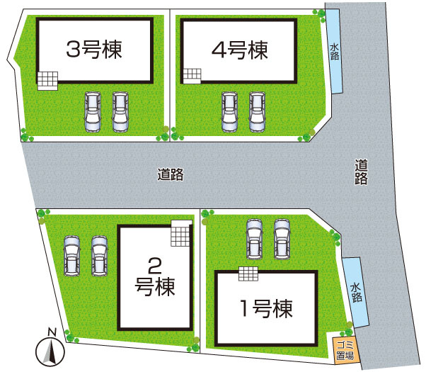 紀の川市尾崎　第2期　新築一戸建ての区画図|全4区画
