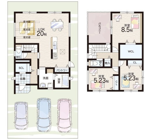 北葛城郡広陵町平尾　新築一戸建ての間取り