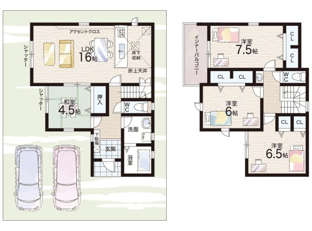 宇治市神明石塚　第1期　新築一戸建ての間取り