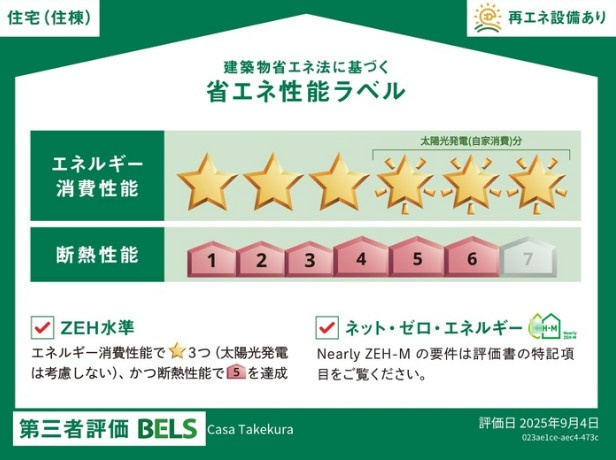 Casa Takekuraの省エネ性能ラベル