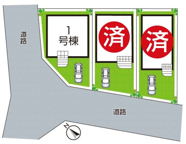 ★5(土)6(日)現地見学可能！★野洲市上屋　全3邸の区画図|全3区画
