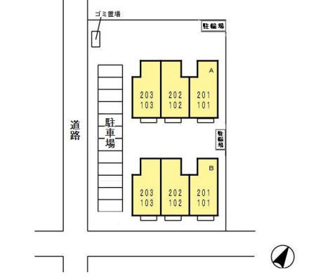 ファミールみつほ Ｂの区画図