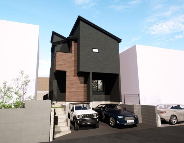 横浜市金沢区高舟台２丁目 新築戸建て【仲介手数料無料】カースペース2台の外観パース