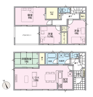 【間取り】 | 甲府市上曽根町 新築全2棟 1号棟 中道北小・笛南中学区