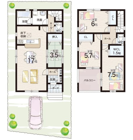 野洲市上屋　第2期　新築一戸建ての間取り|3号地