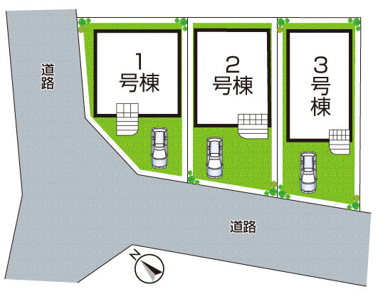 野洲市上屋　第2期　新築一戸建ての区画図|全3区画