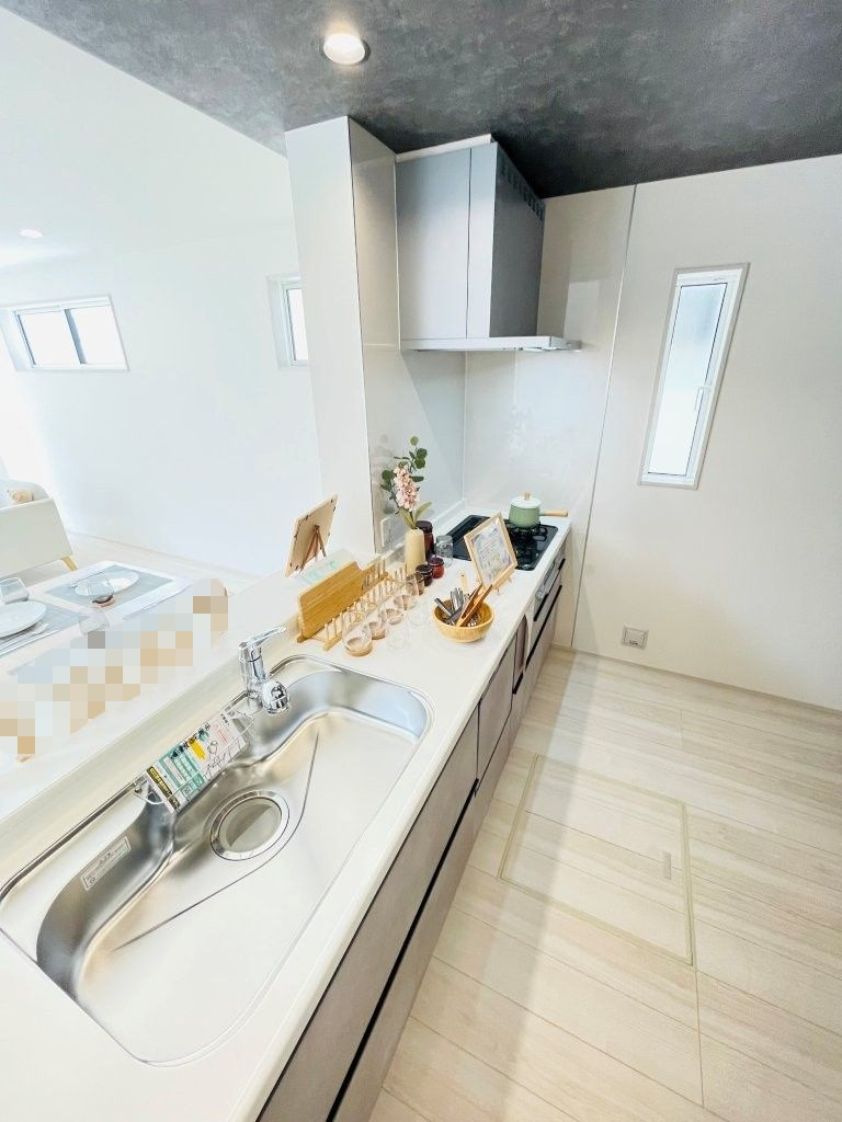 岡崎市若松町大廻　新築分譲住宅　全2棟　2号棟のキッチン|浄水器一体型水栓です。