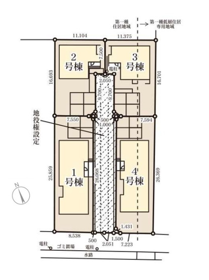 【区画図】 | 糟屋郡新宮町夜臼2丁目・平屋　4号棟（全4棟）【仲介手数料無料・0円】 | 区画図です。4号棟