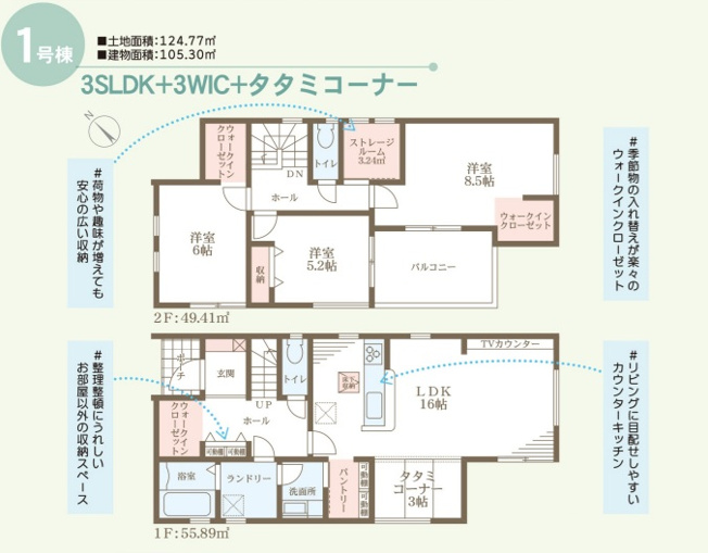 【間取り】 | 加古川市加古川町北在家4期（全1棟）新築 | 3SLDK+3WIC+畳コーナーです。
