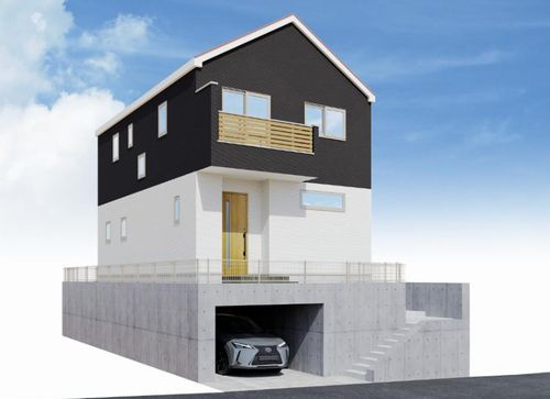 【外観】 | 【仲介手数料０円】座間市緑ヶ丘2期　新築一戸建て　全2棟 | 1号棟外観パース　座間市緑ヶ丘2期　新築一戸建て　全2棟