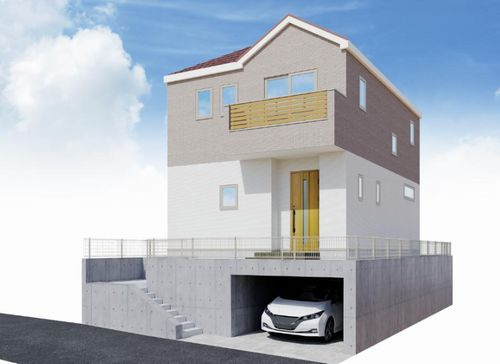 【外観】 | 【仲介手数料０円】座間市緑ヶ丘2期　新築一戸建て　全2棟 | 2号棟外観パース　座間市緑ヶ丘2期　新築一戸建て　全2棟